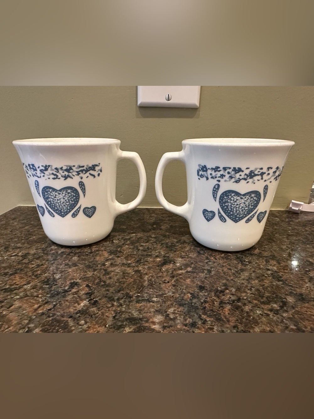 Corelle by Corning Ware Blue Heart Pattern Mugs - Set of 2